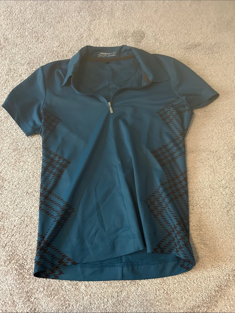 Nike Teal Short-Sleeve Zip Polo with Black Accent